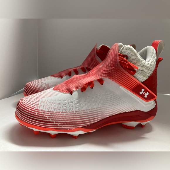 Under Armour Men’s Highlight Hammer MC Football Cleats, Size 8, Red/White - Picture 2 of 7